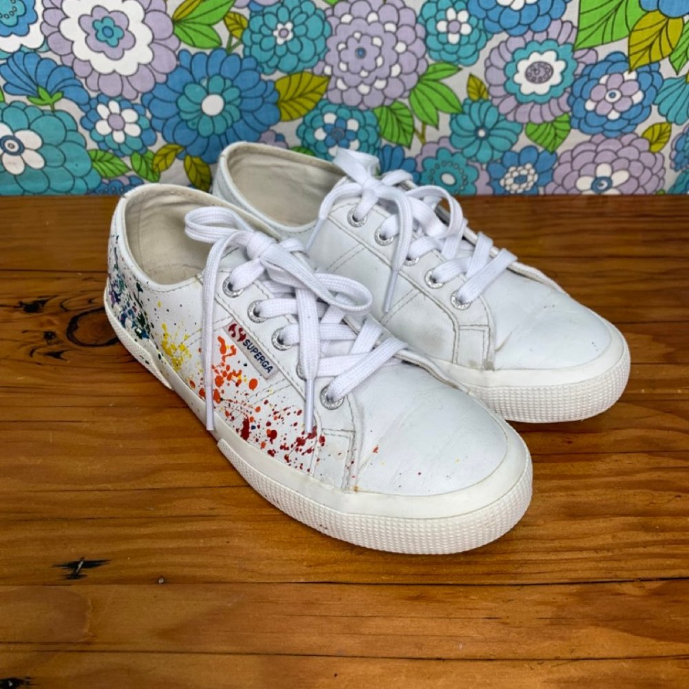 Superga 2750 Leather Splatter Paint Sneakers  Size:7